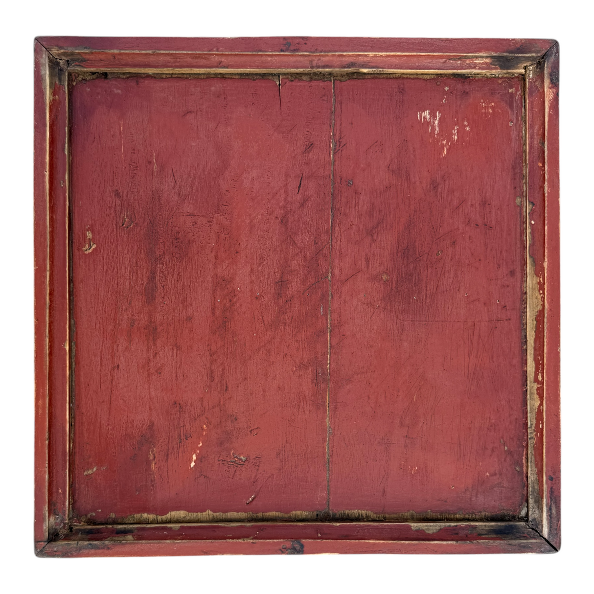 Vintage Hand-Carved Square Wood Tea Tray