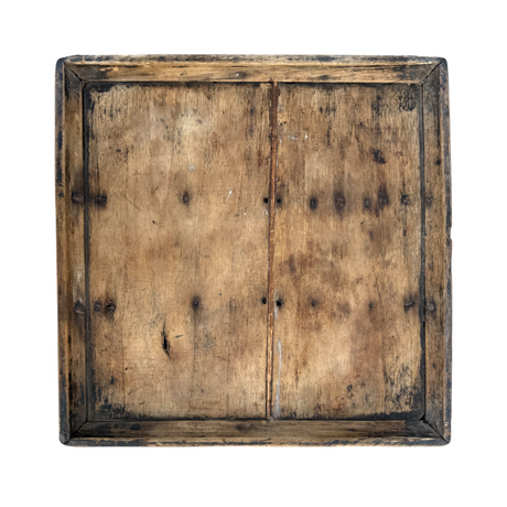 Vintage Hand-Carved Square Wood Tea Tray