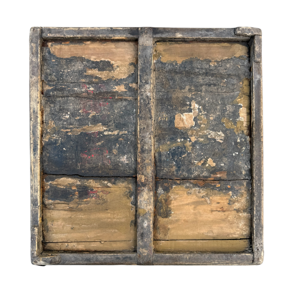 Vintage Hand-Carved Square Wood Tea Tray