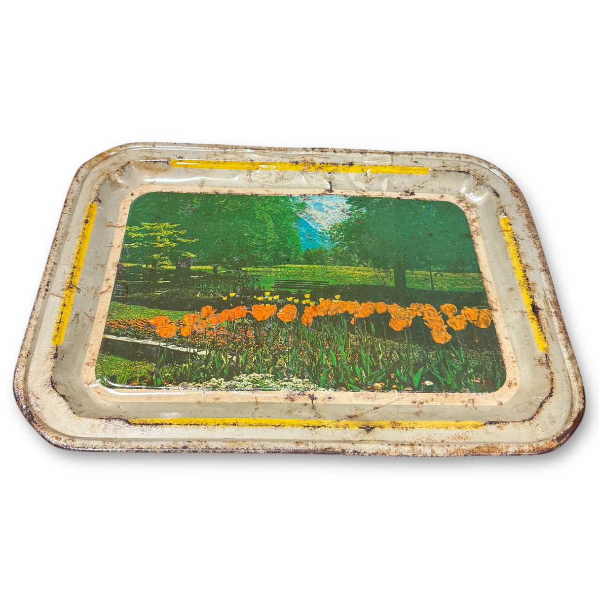 Vintage Found Metal Tray with Distressed Finish