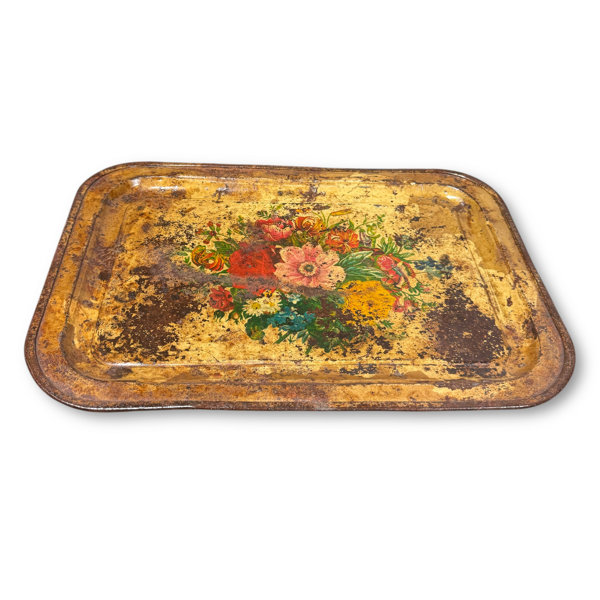 Vintage Found Metal Tray with Distressed Finish
