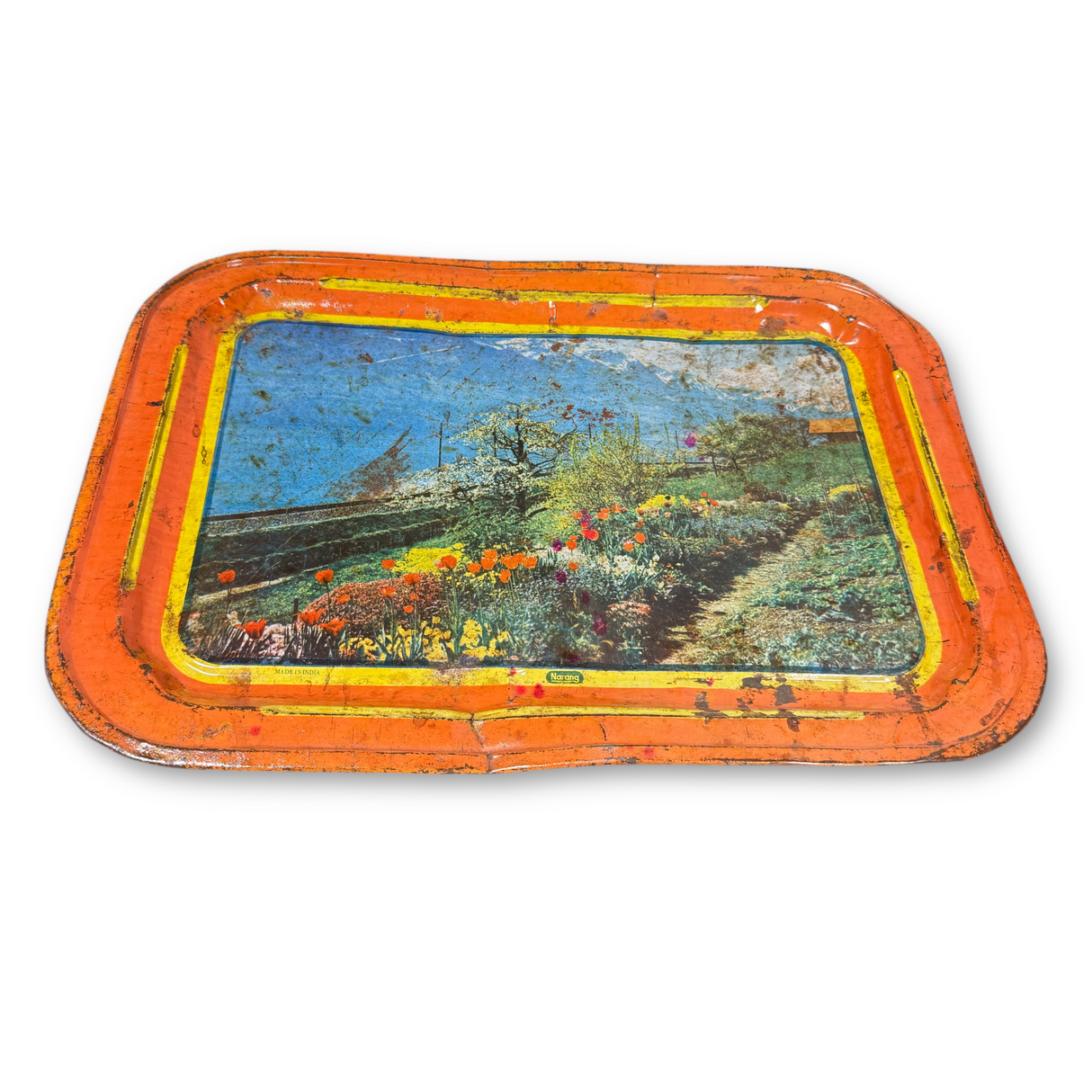 Vintage Found Metal Tray with Distressed Finish