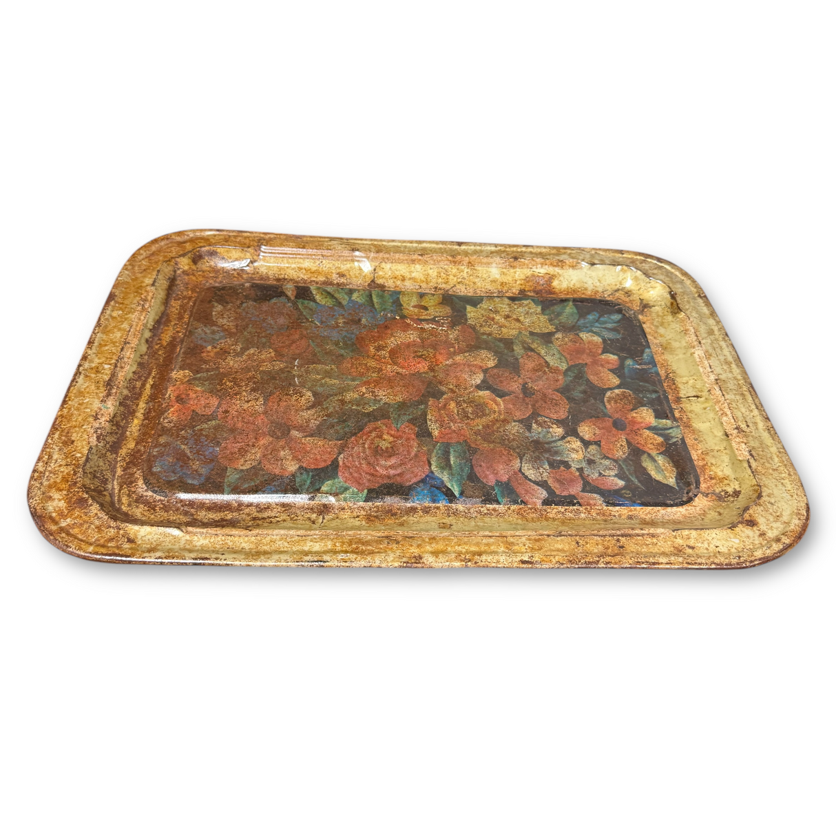 Vintage Found Metal Tray with Distressed Finish