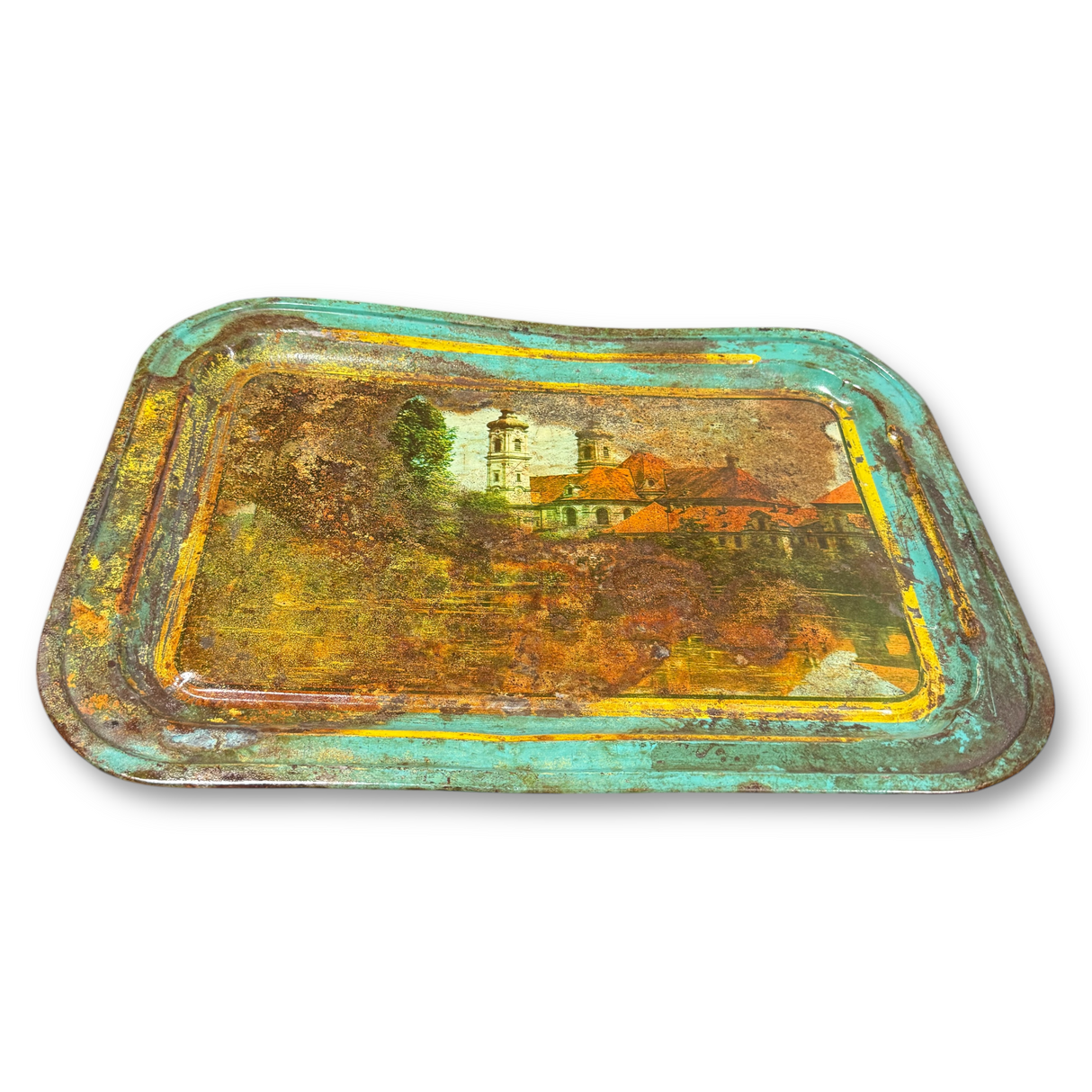 Vintage Found Metal Tray with Distressed Finish