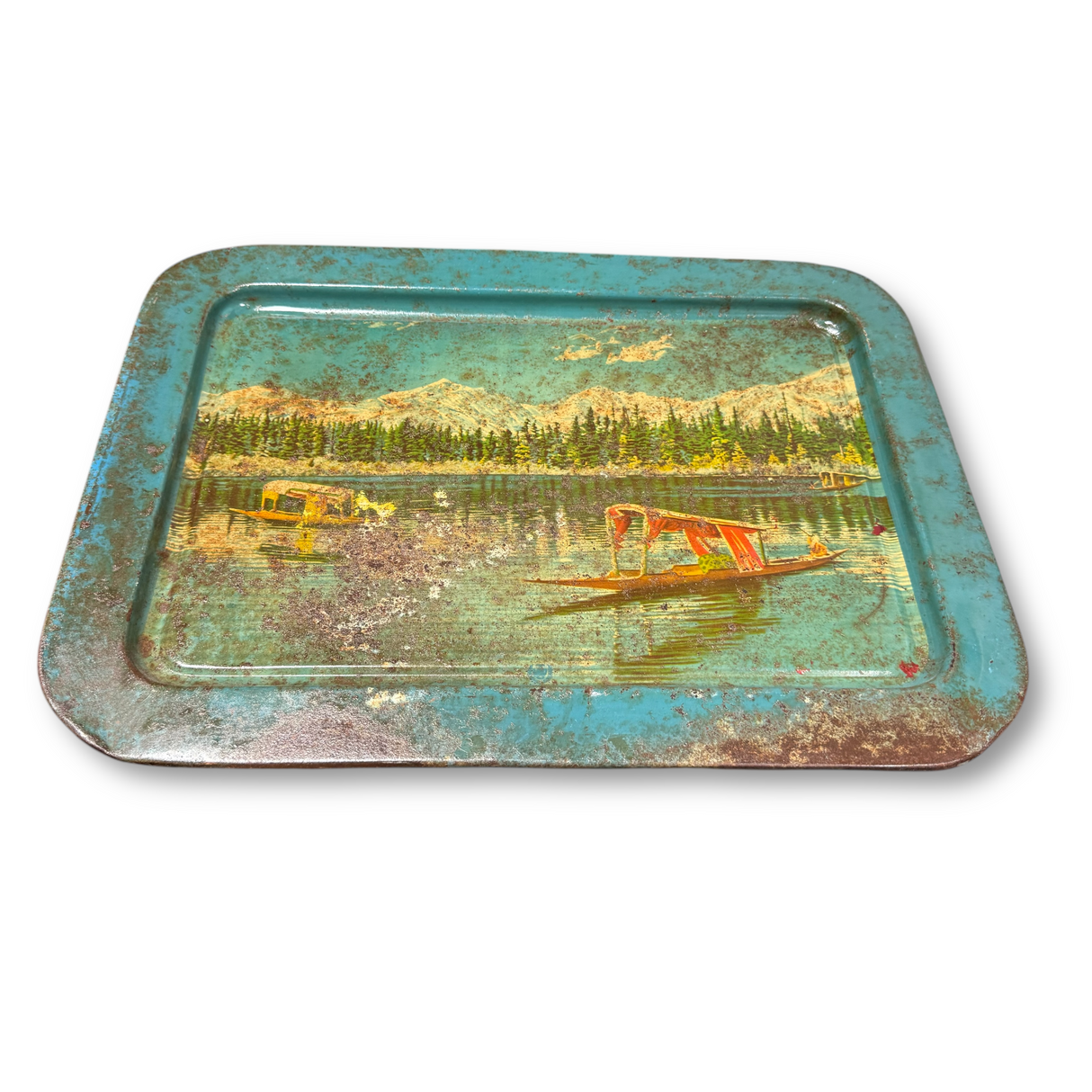 Vintage Found Metal Tray with Distressed Finish