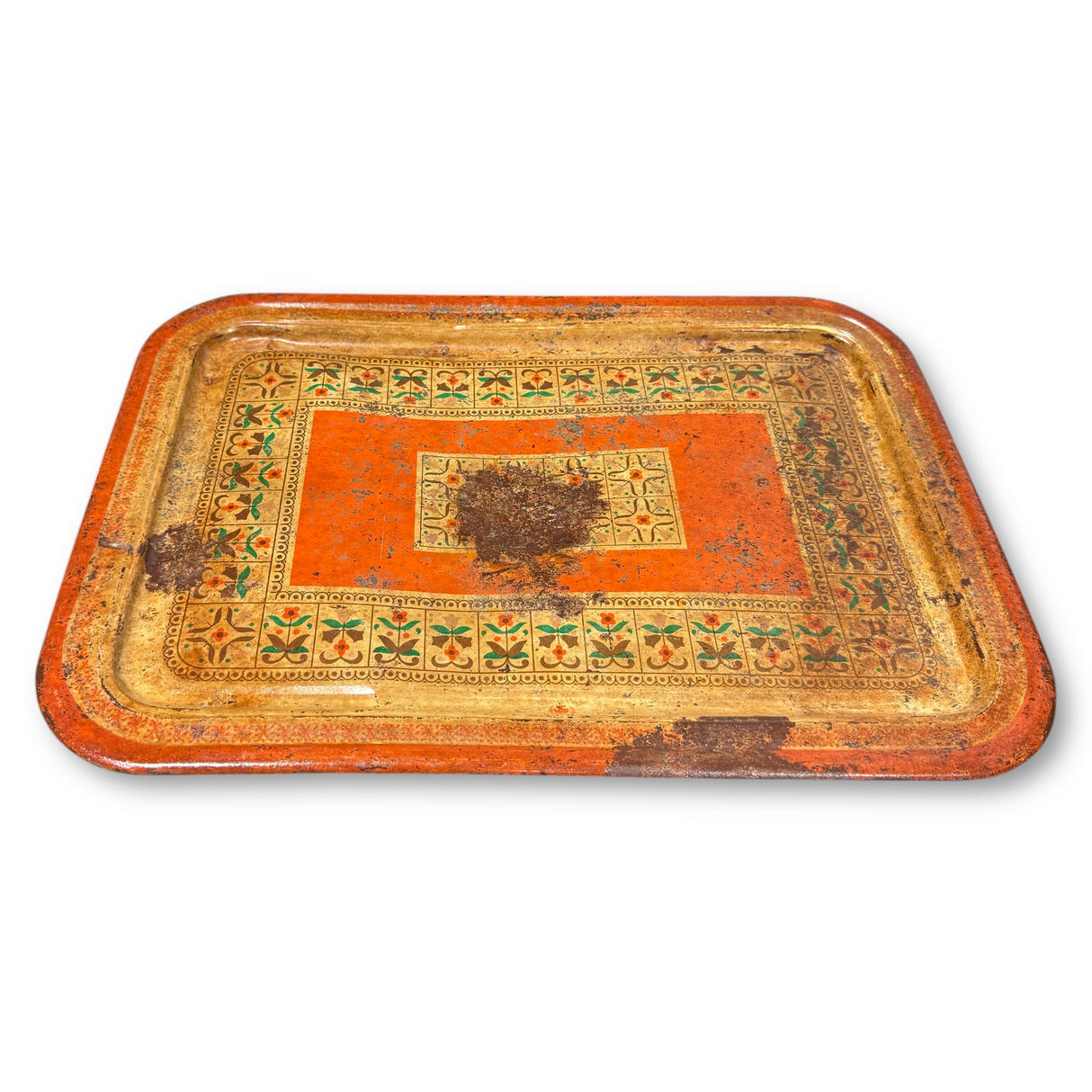 Vintage Found Metal Tray with Distressed Finish