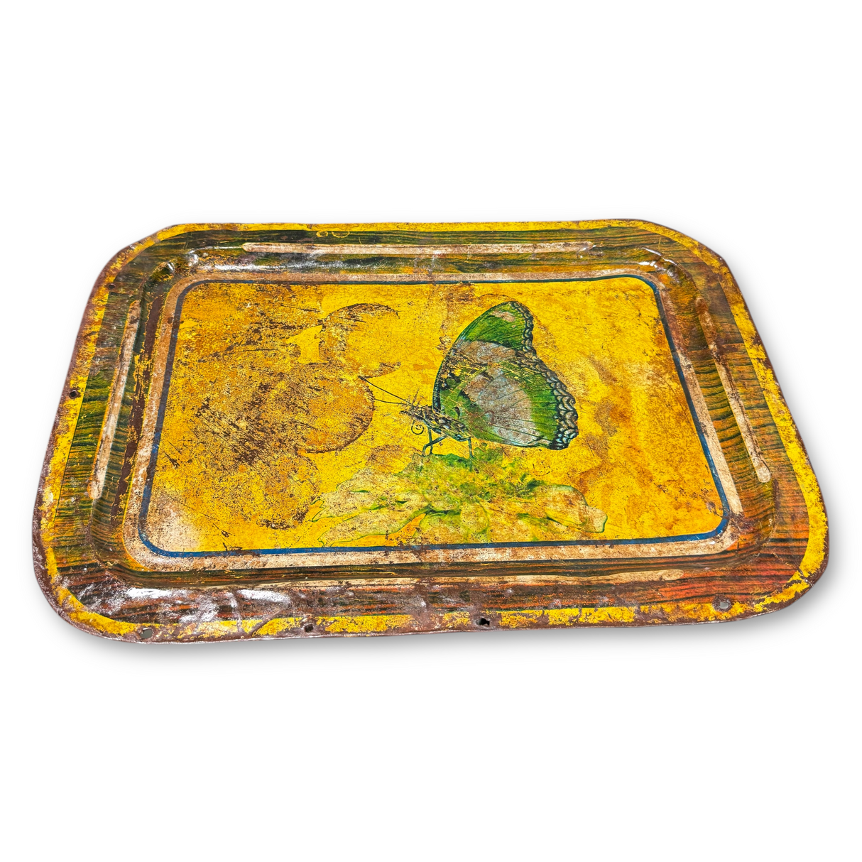 Vintage Found Metal Tray with Distressed Finish