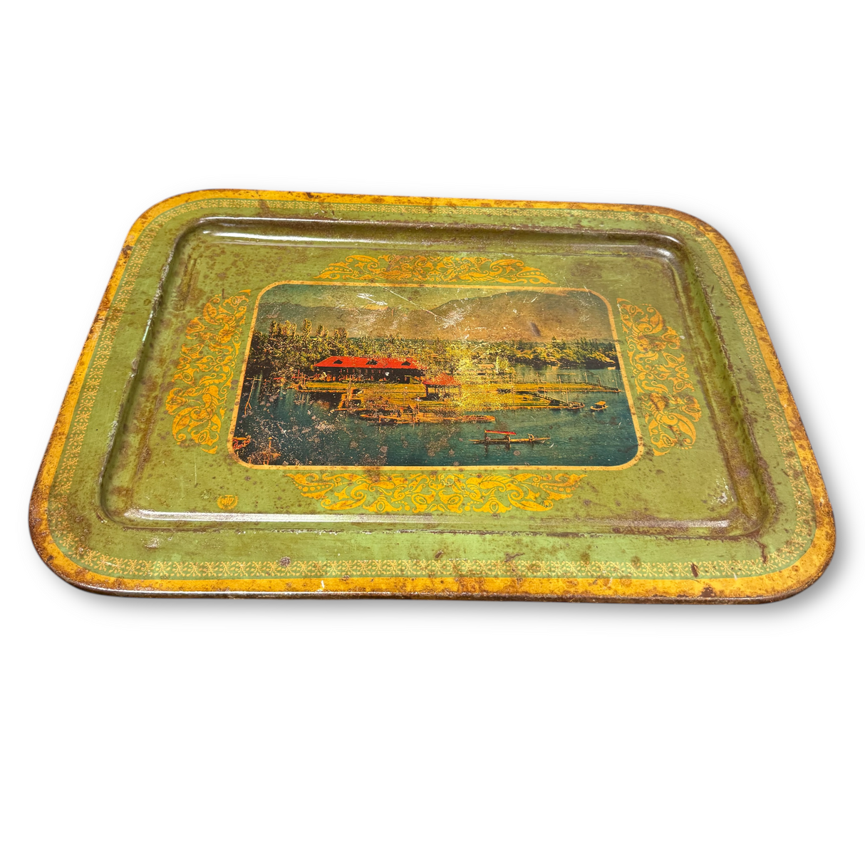 Vintage Found Metal Tray with Distressed Finish