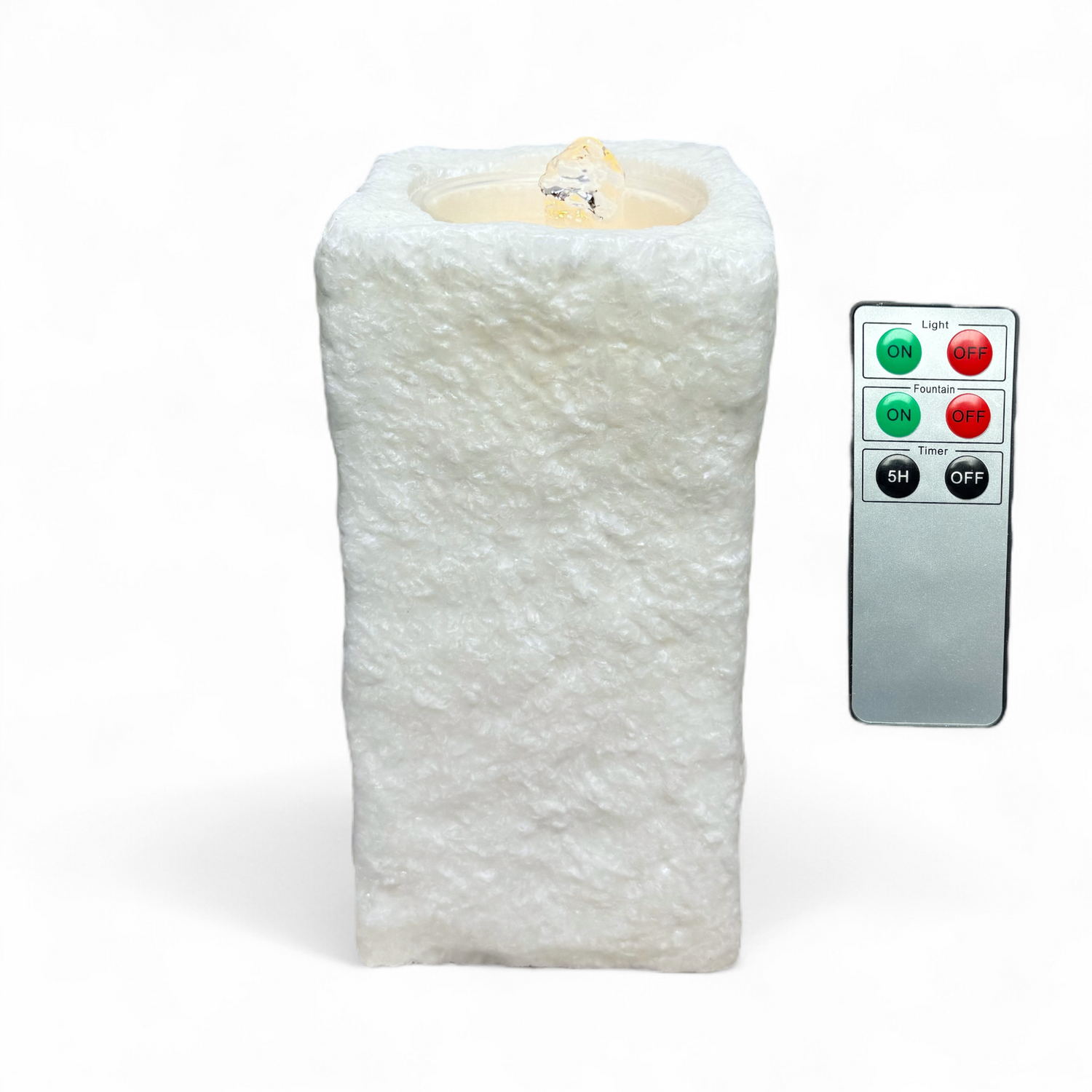 Water Wick LED White Stone Fountain Wax Candle with Remote