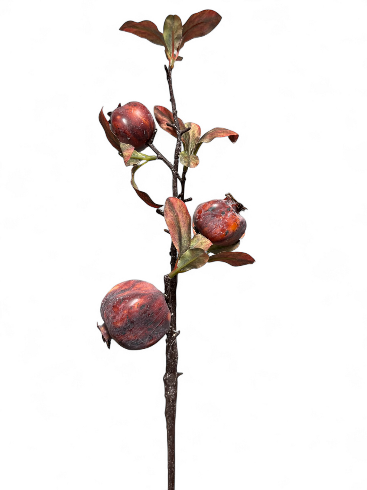 Faux Pomegranate Stem with Leaves