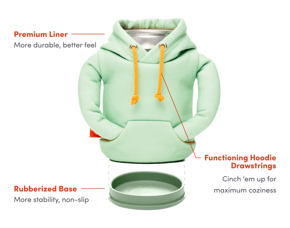 The Hoodie Seafoam Insulated Can Cooler | Puffin Drinkwear