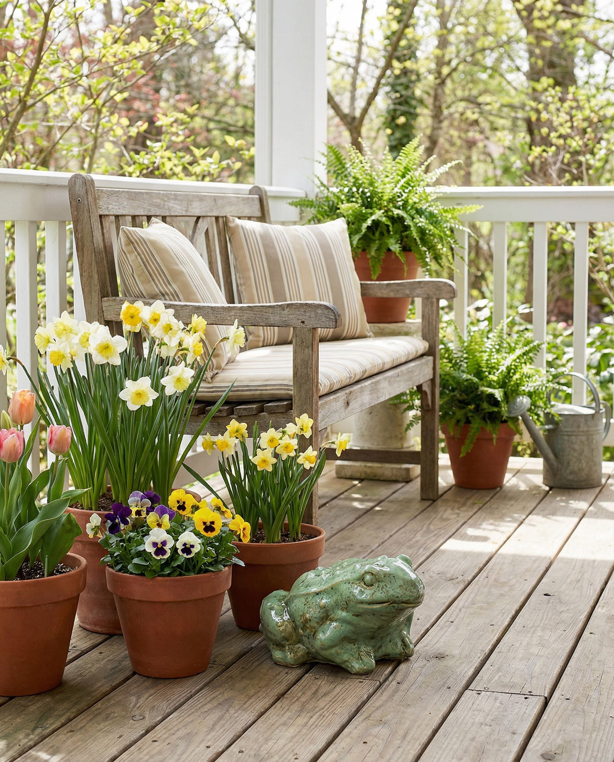 Light Green Ceramic Garden Frog