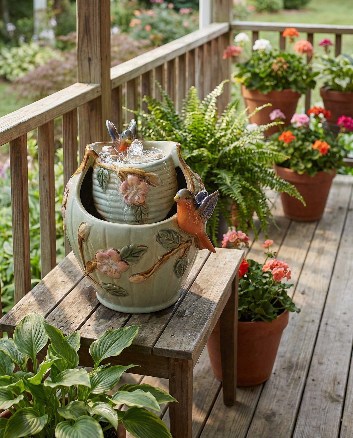 Bluebird Ceramic Tabletop Fountain