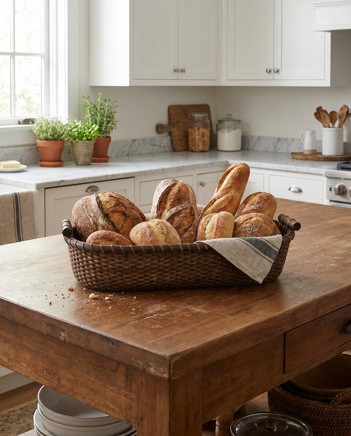 Handwoven Rattan Bread Basket
