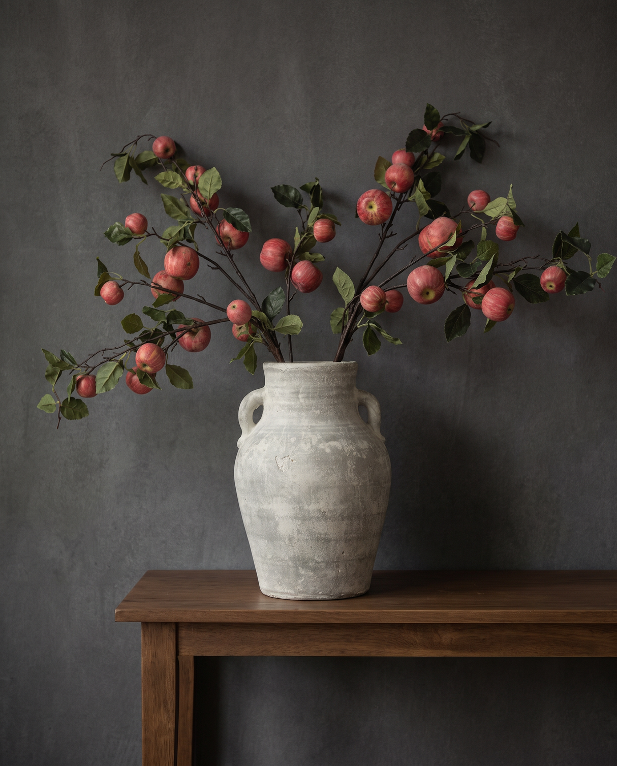 Whitewashed Ceramic Vase with Handles