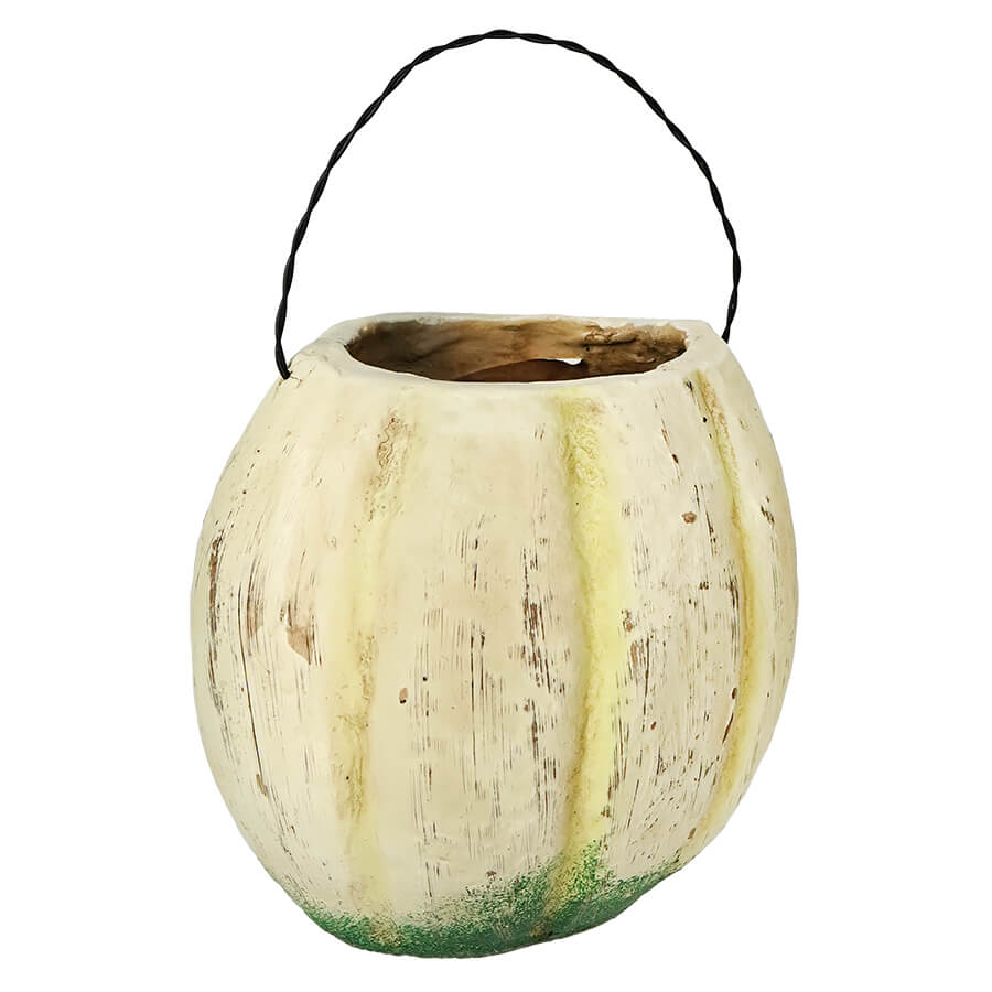 Vintage-Inspired White Resin Mache Jack-O-Lantern Choir Boy Candy Bucket