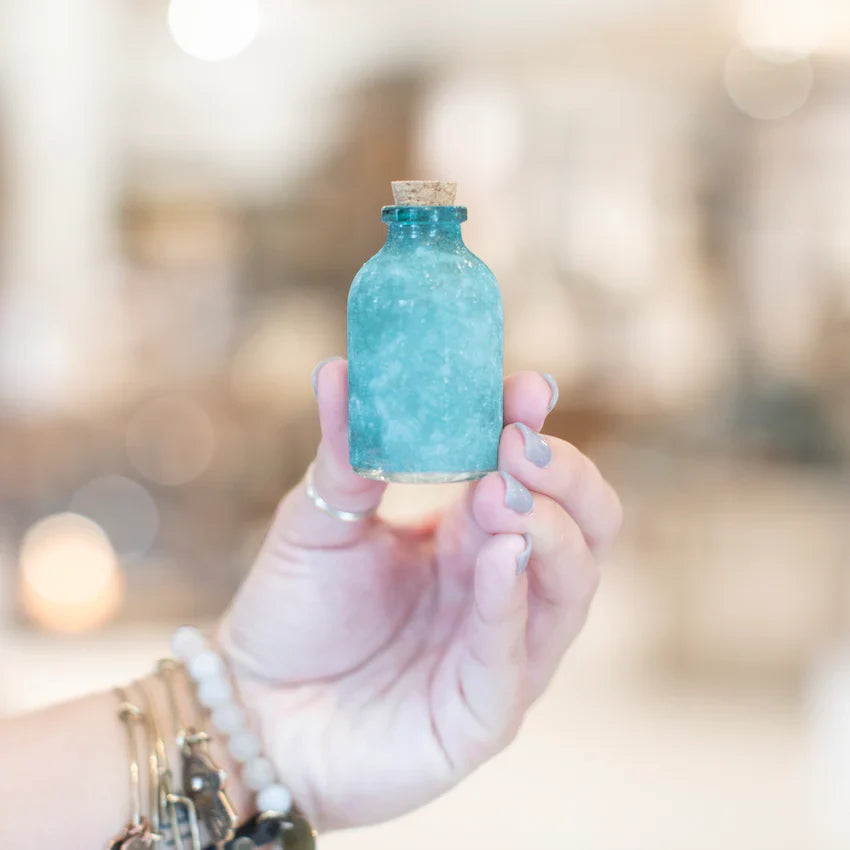 Frosted Green Mini Message Bottle
