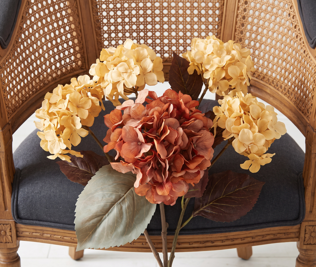 Rust Orange Real Touch Hydrangea Stem