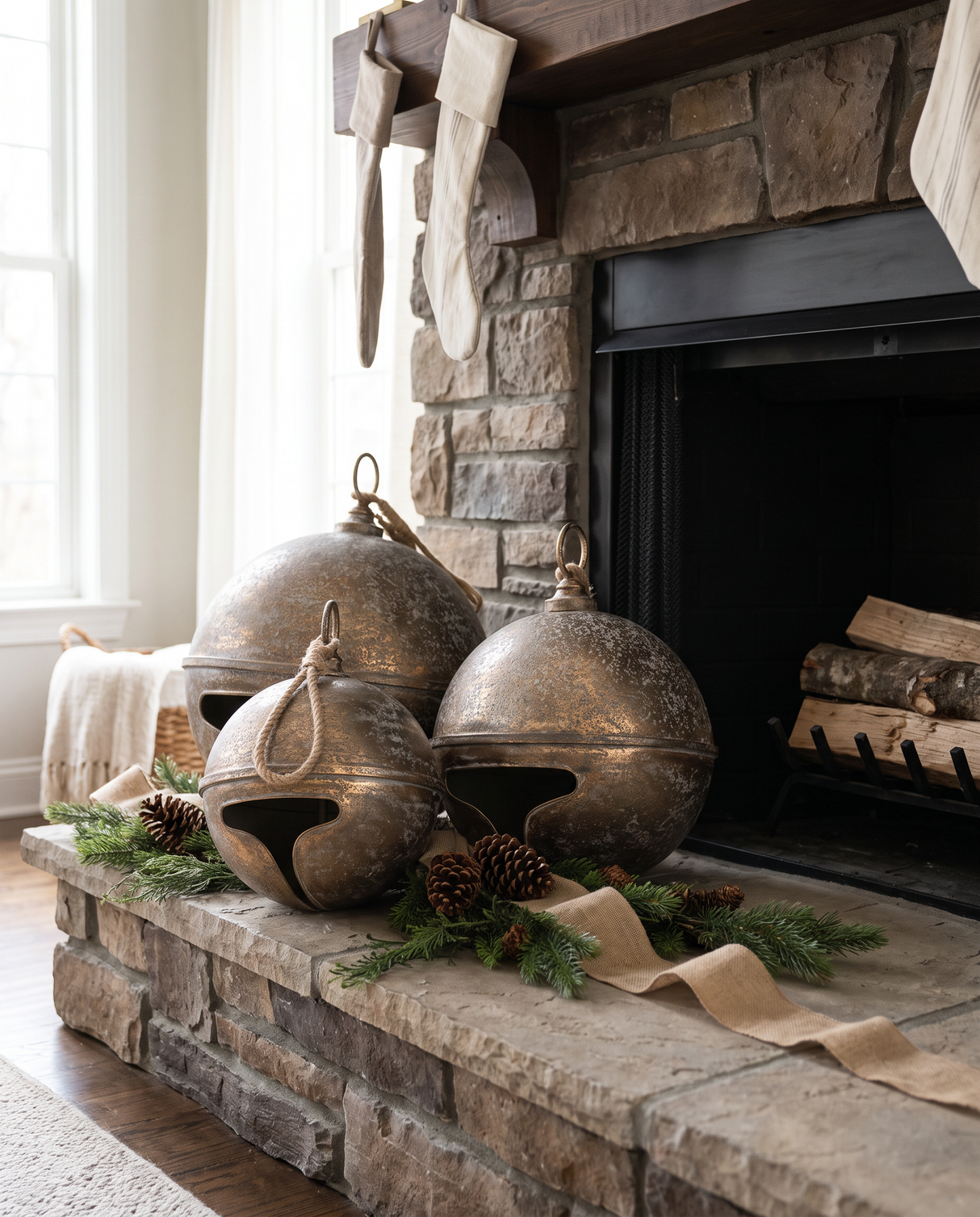 Distressed Jumbo Gold Metal Bell