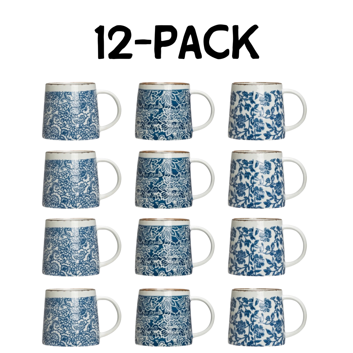 Blue Chinoiserie Hand-Stamped Ceramic Coffee Mug