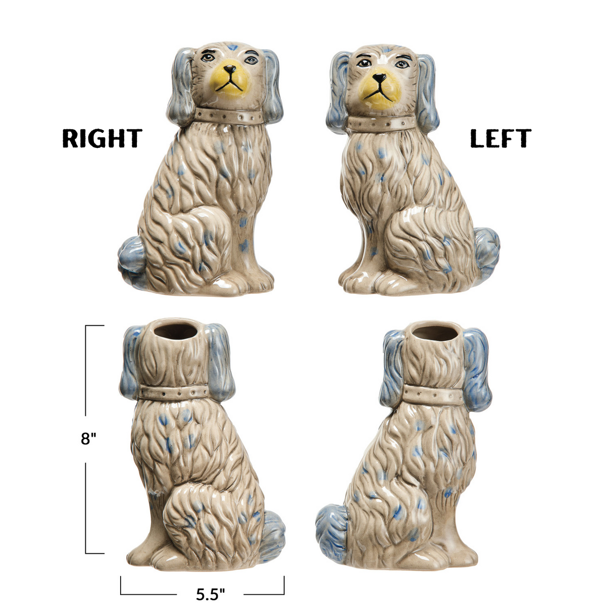 Crackle Glaze Staffordshire Ceramic Dog Vase