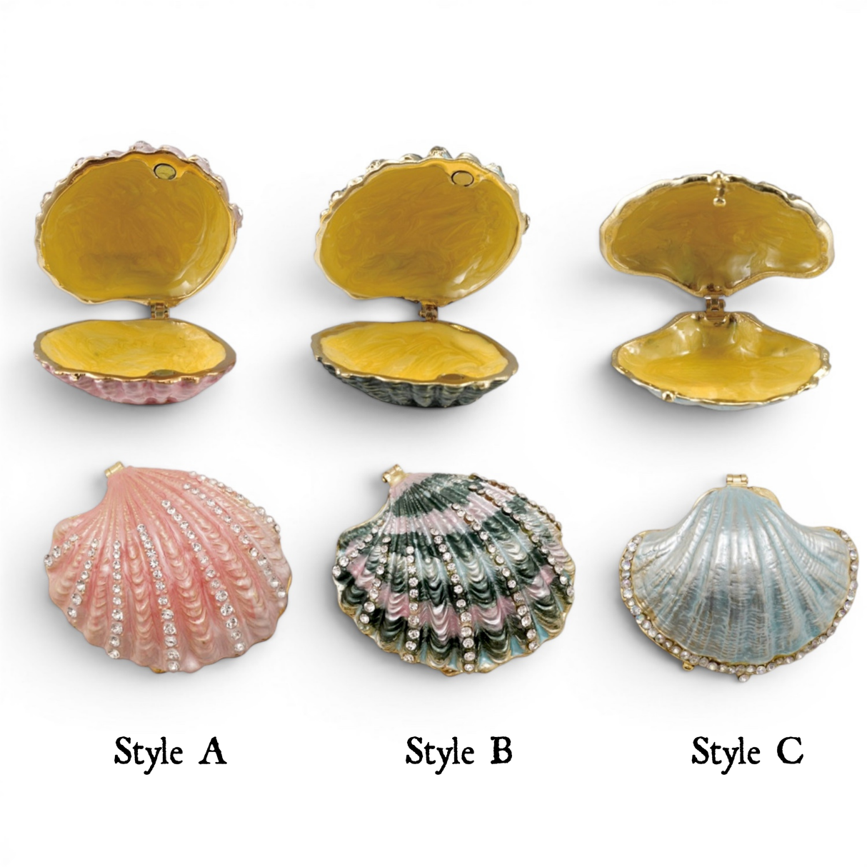 Jeweled Shell Trinket Box