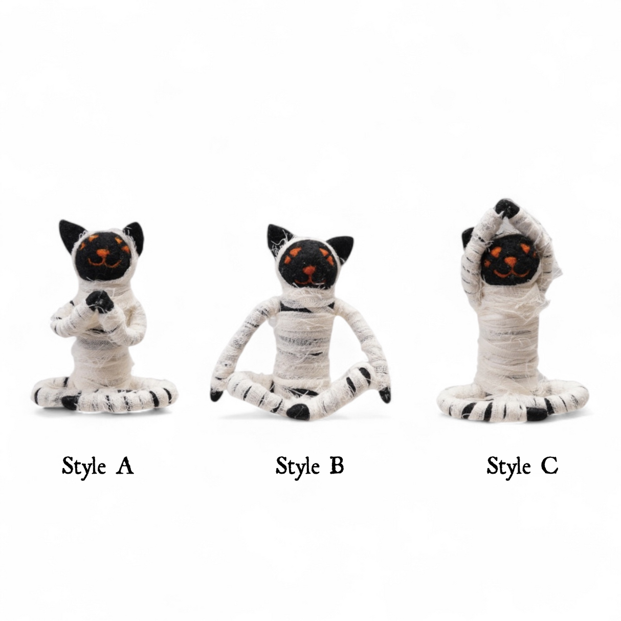 Handmade Wool Felt Mummy Costume Yoga Cat | 3 Styles