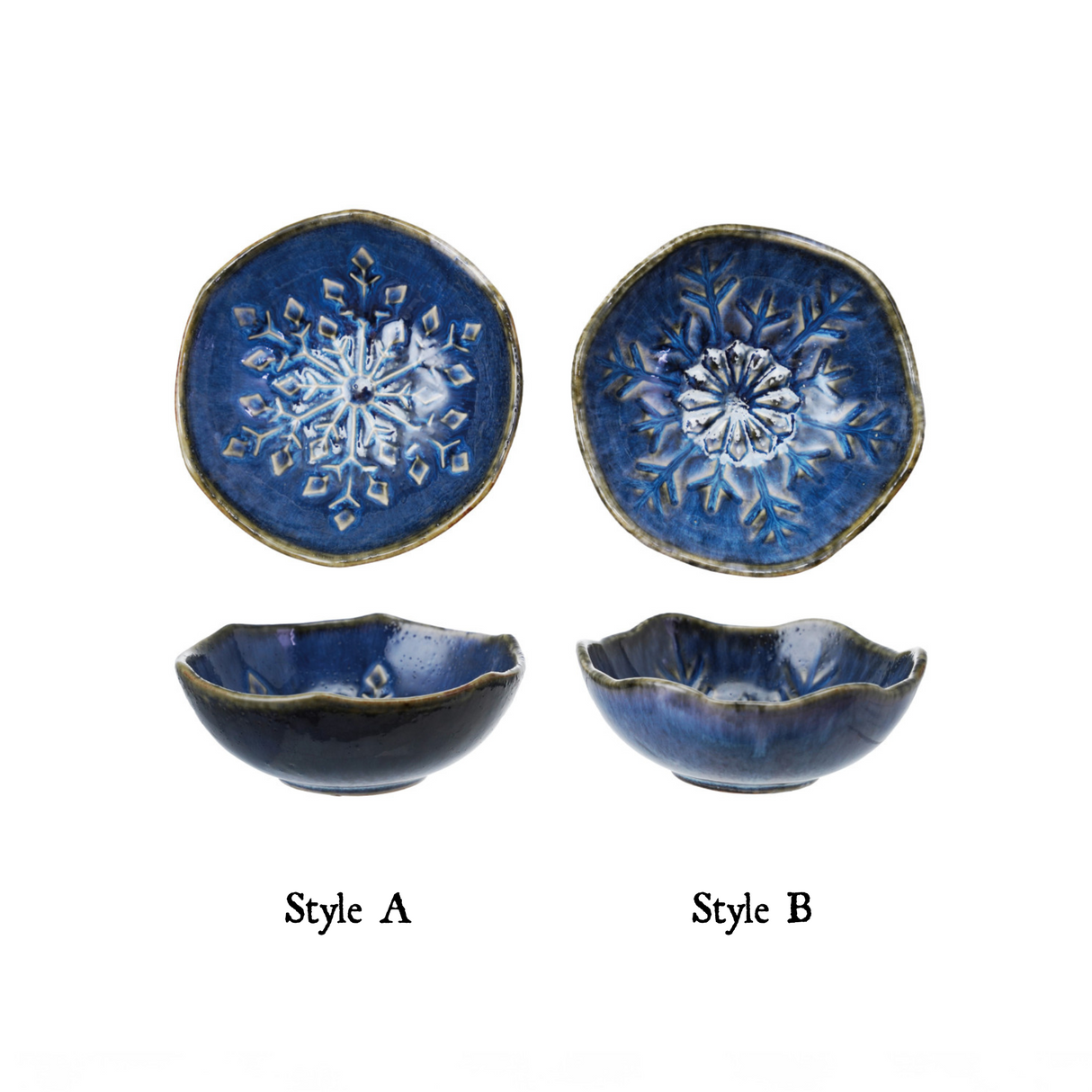 Blue Stoneware Snowflake Bowl | 2 Styles