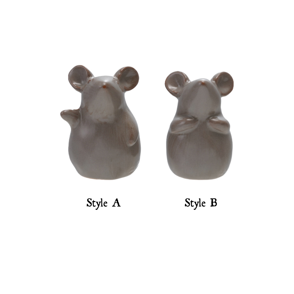 Grey Reactive Glaze Stoneware Mouse Figurine | 2 Styles