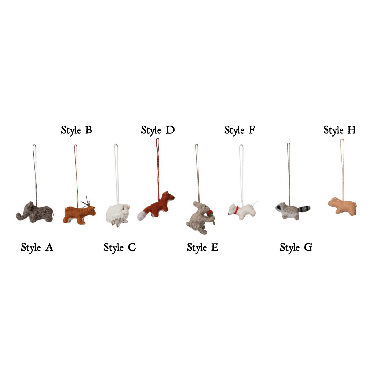 Handmade Wool Felt Animal Ornaments