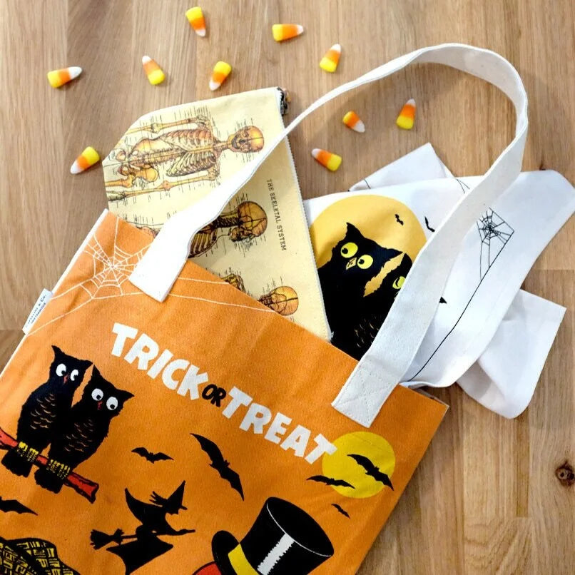 Trick or Treat Retro Halloween Canvas Tote