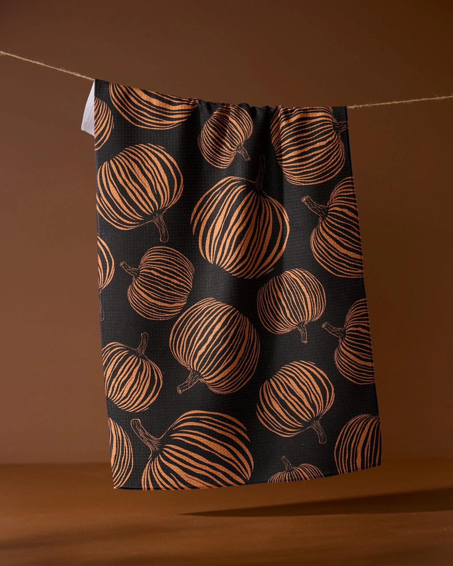 Pumpkin Noir Geometry Tea Towel