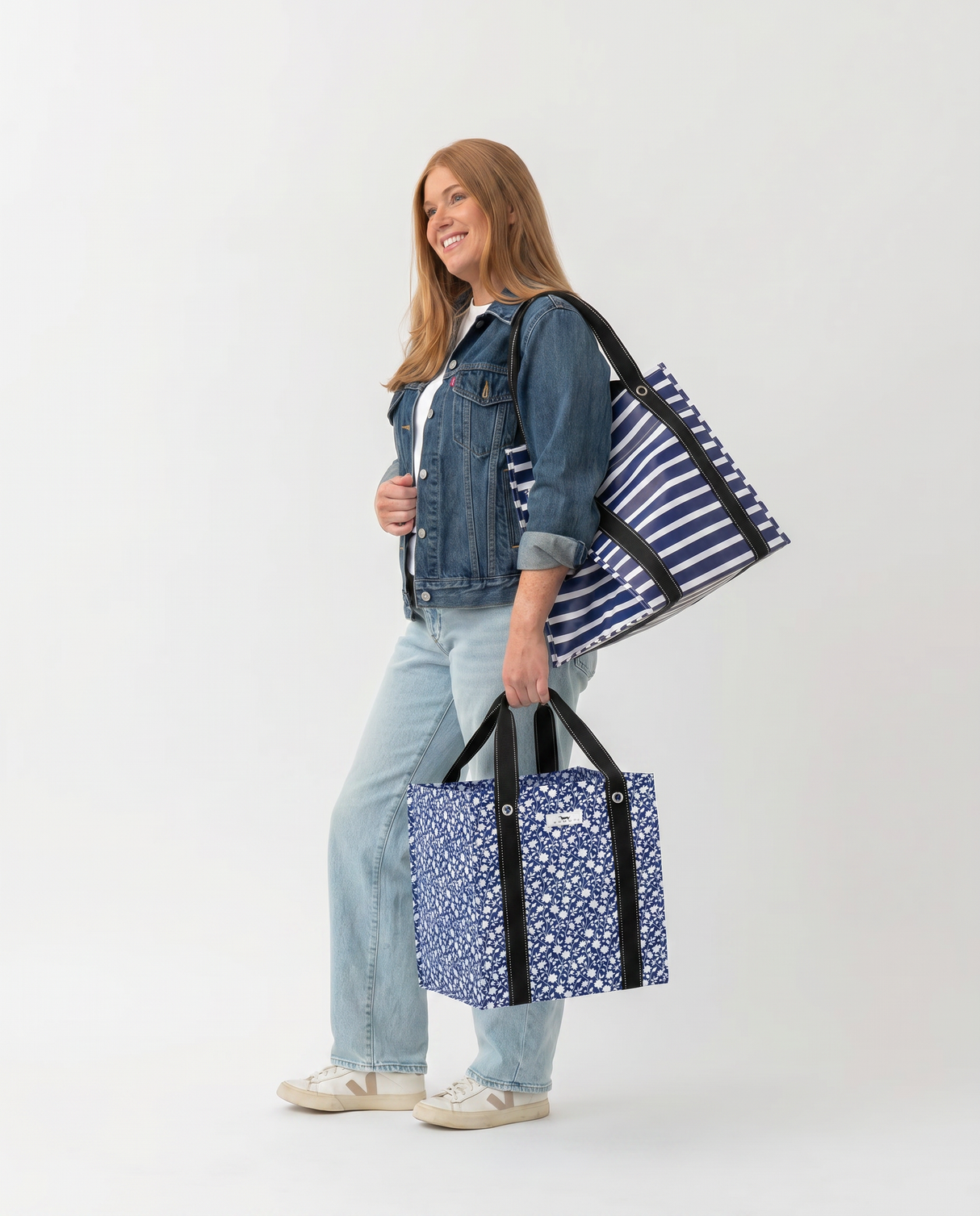 Blue Floral Blooms Bagette Market Tote | Scout Bags