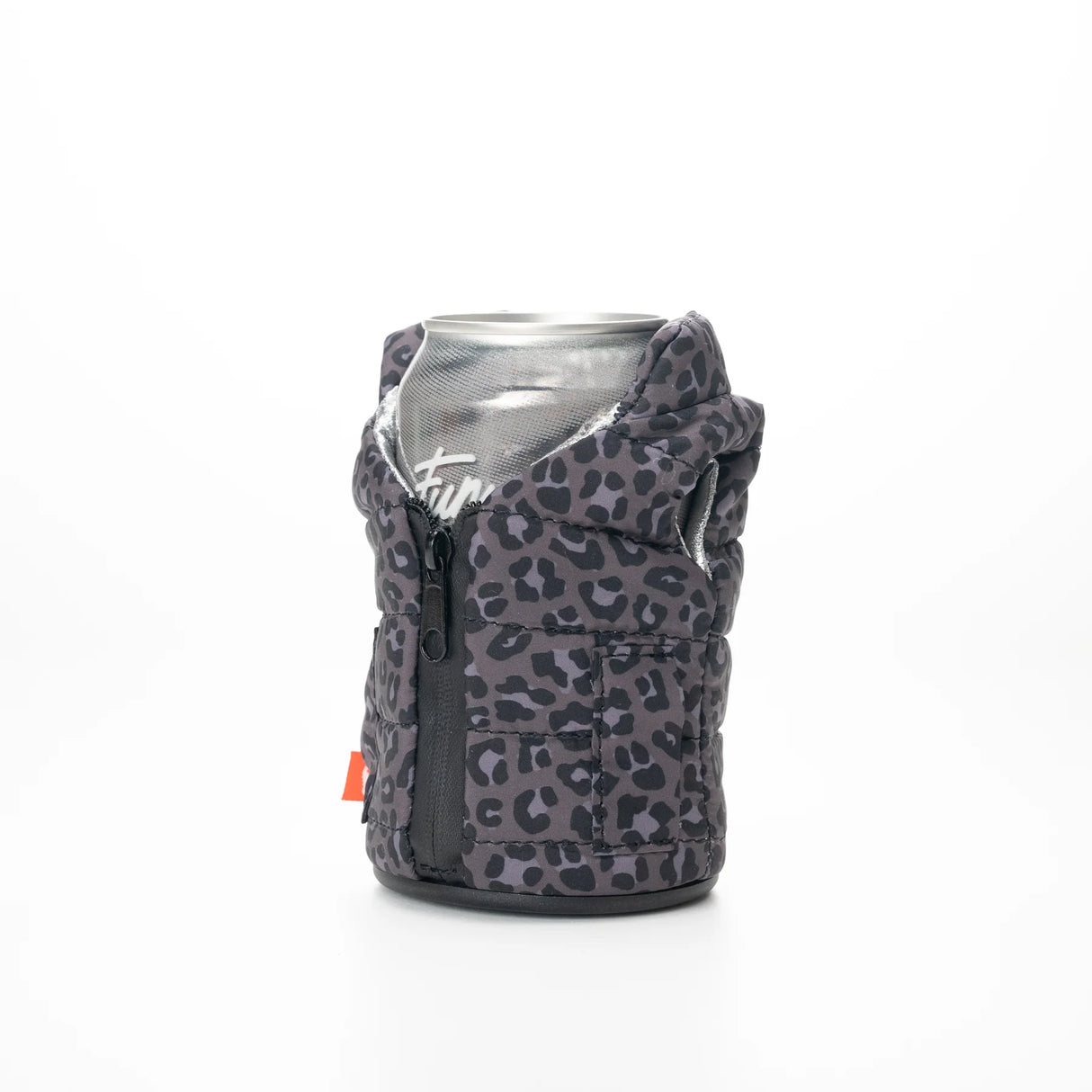 Puffy Vest Leopard Insulated Can Cooler | Puffin Drinkwear