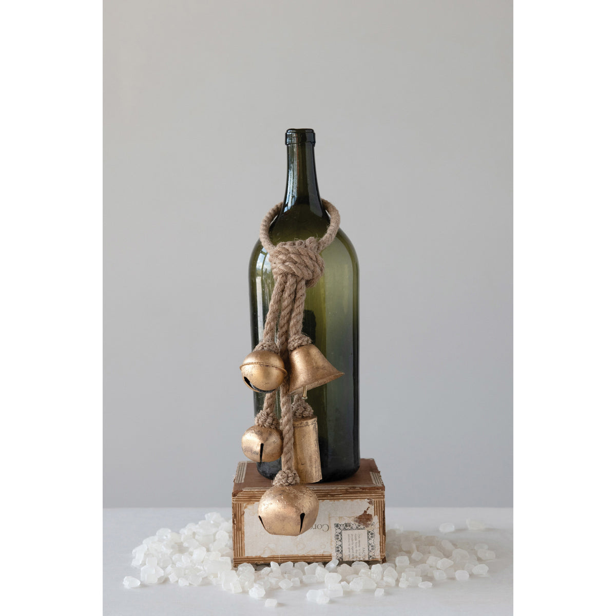 Gold Metal Bell Cluster on Jute Hanger