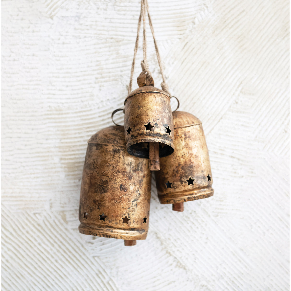 Antique Gold Metal Bell with Star Cut-Outs | 3 Sizes