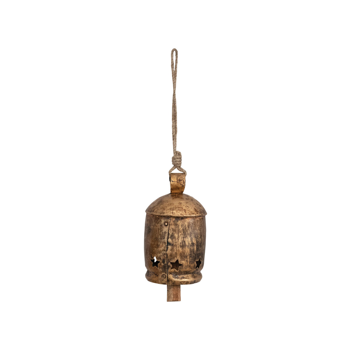 Antique Gold Metal Bell with Star Cut-Outs | 3 Sizes
