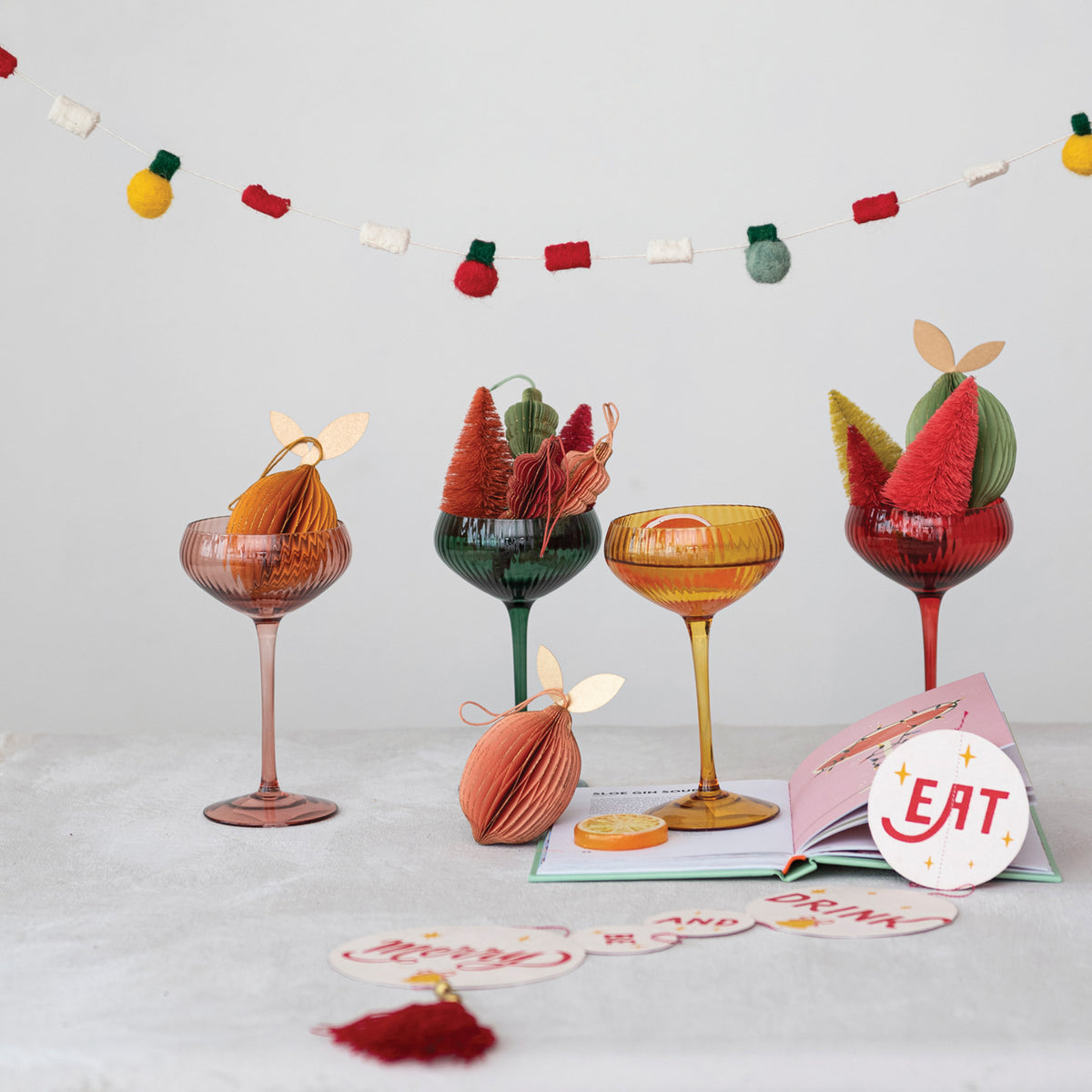 Christmas Fluted Stemmed Coupe Glass