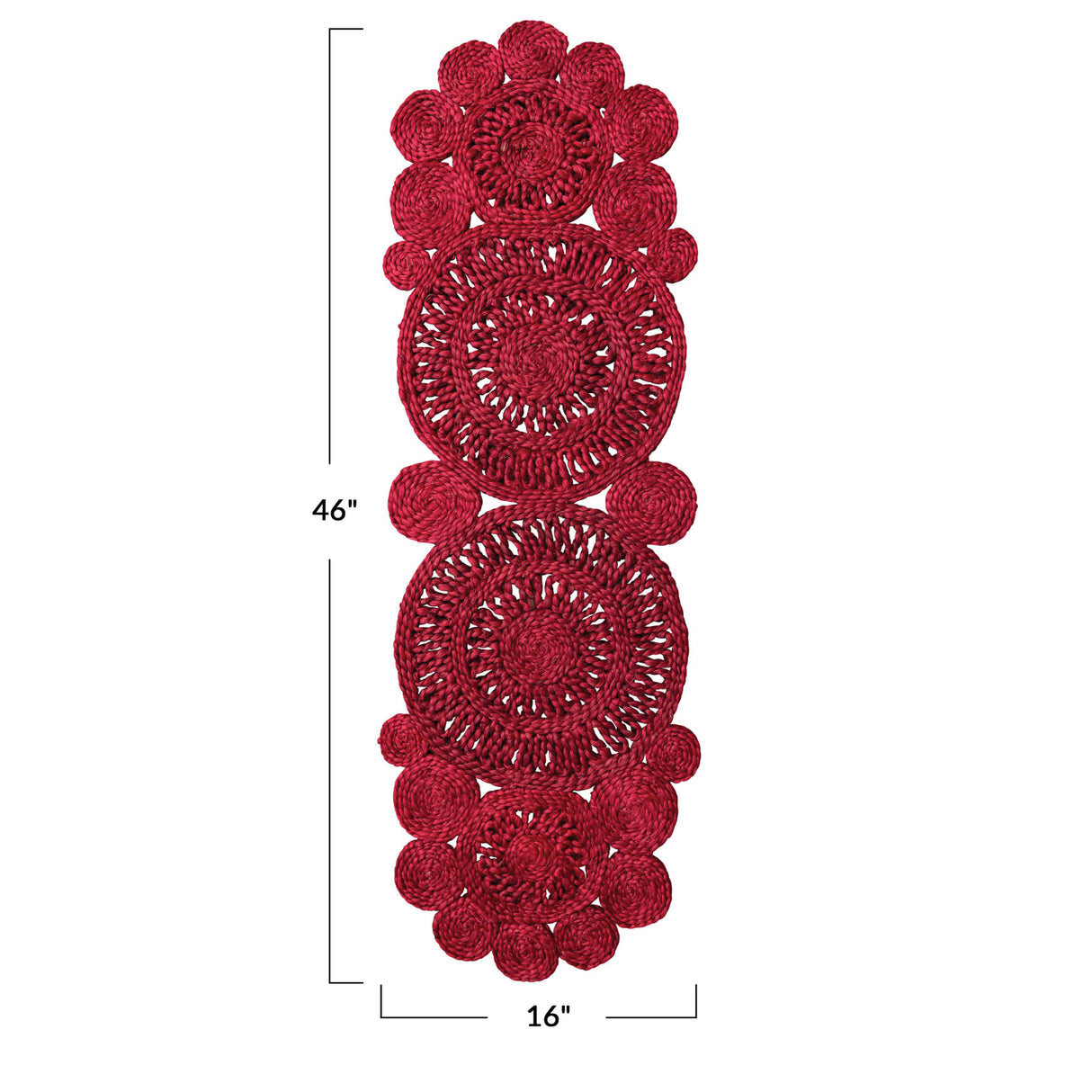 Red Hand-Woven Jute Christmas Table Runner