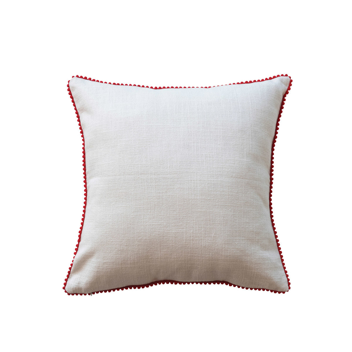 Holly Jolly Tufted Christmas Pillow with Pom Pom Trim
