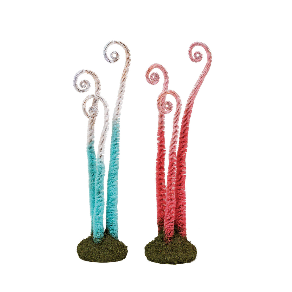 Bottle Brush Floral Swirl with Moss Base