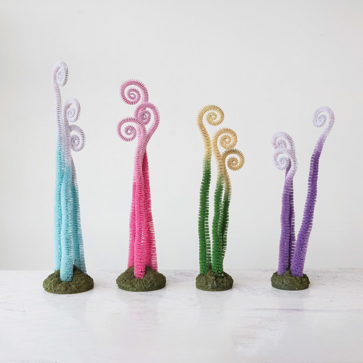 Bottle Brush Floral Swirl with Moss Base