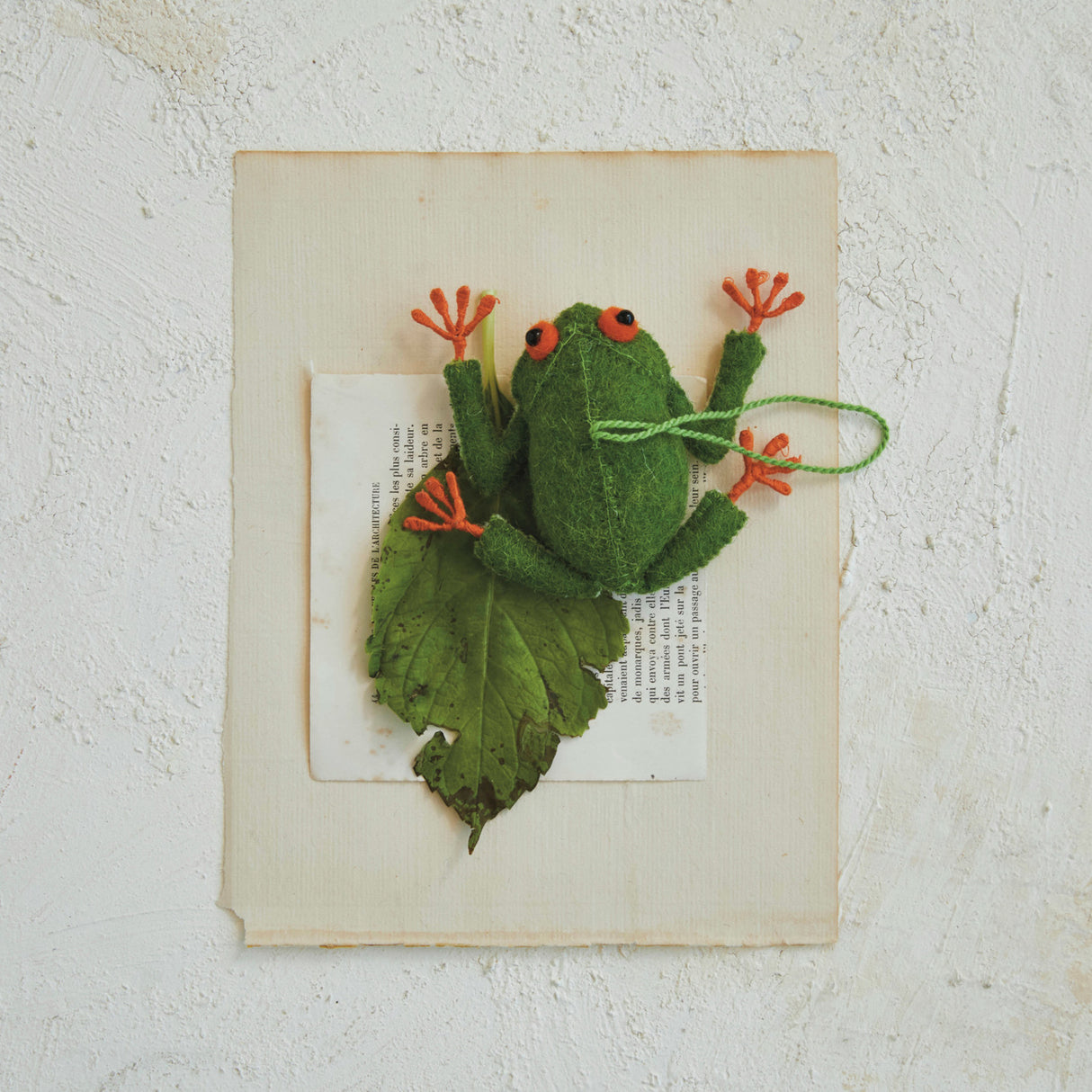 Handmade Wool Felt Green Frog Ornament