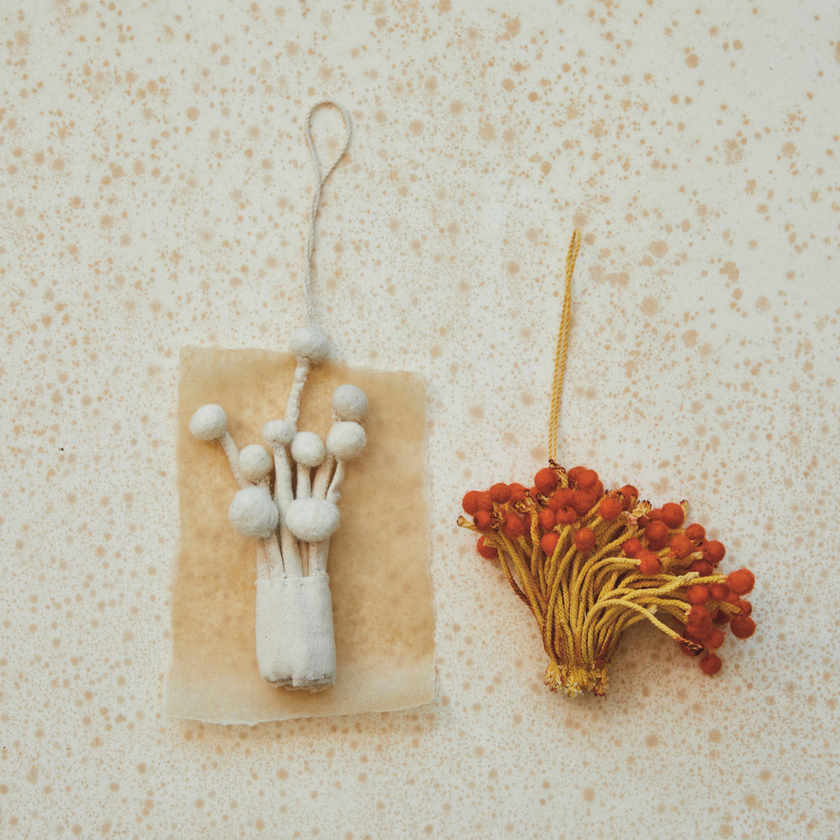 Handmade Wool Felt & Cotton Mushroom Ornaments