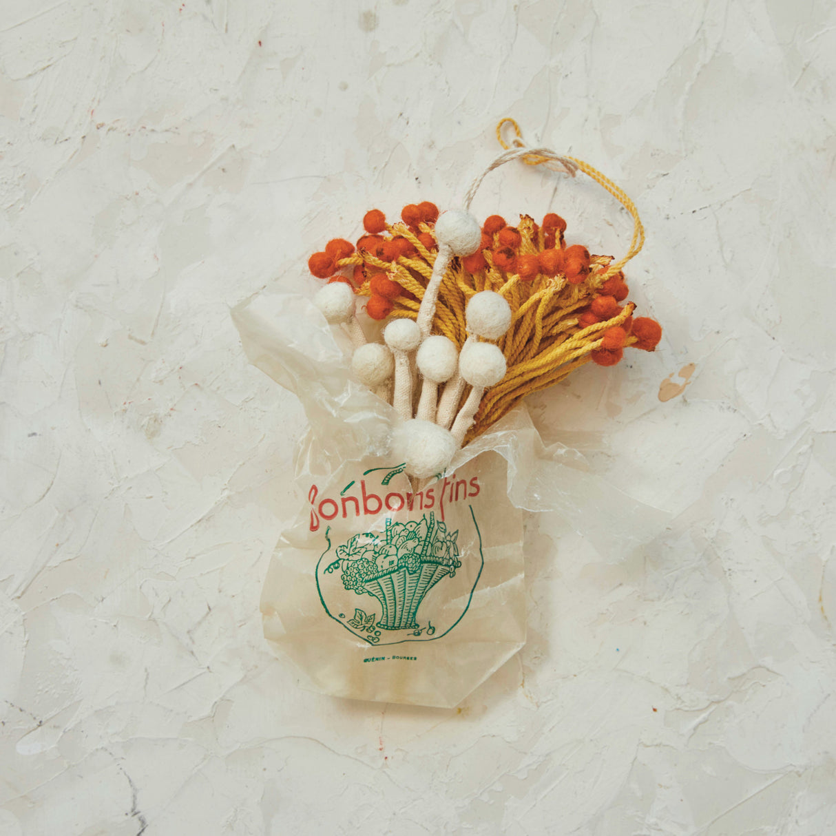 Handmade Wool Felt & Cotton Mushroom Ornaments