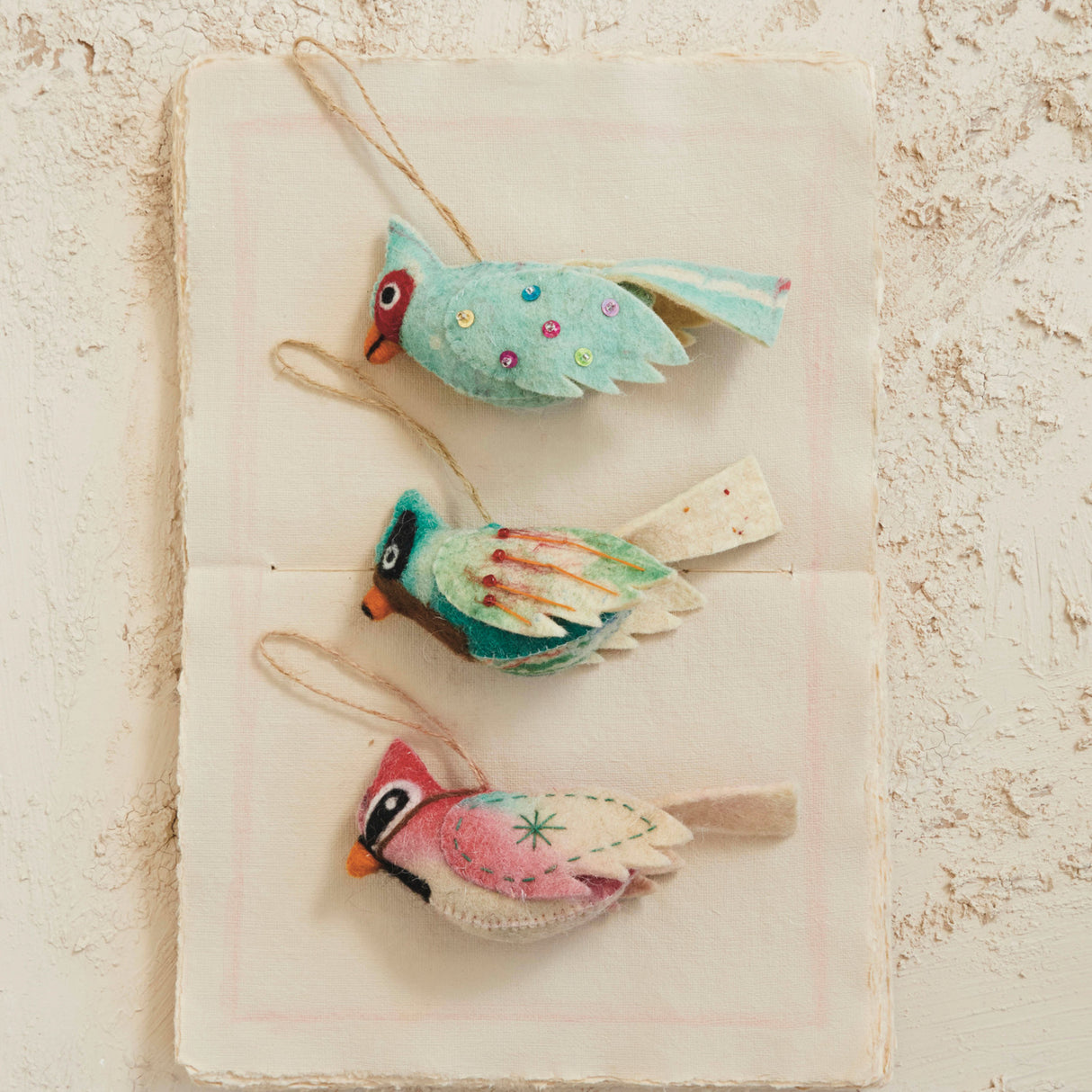 Handmade Wool Felt Bird Ornaments