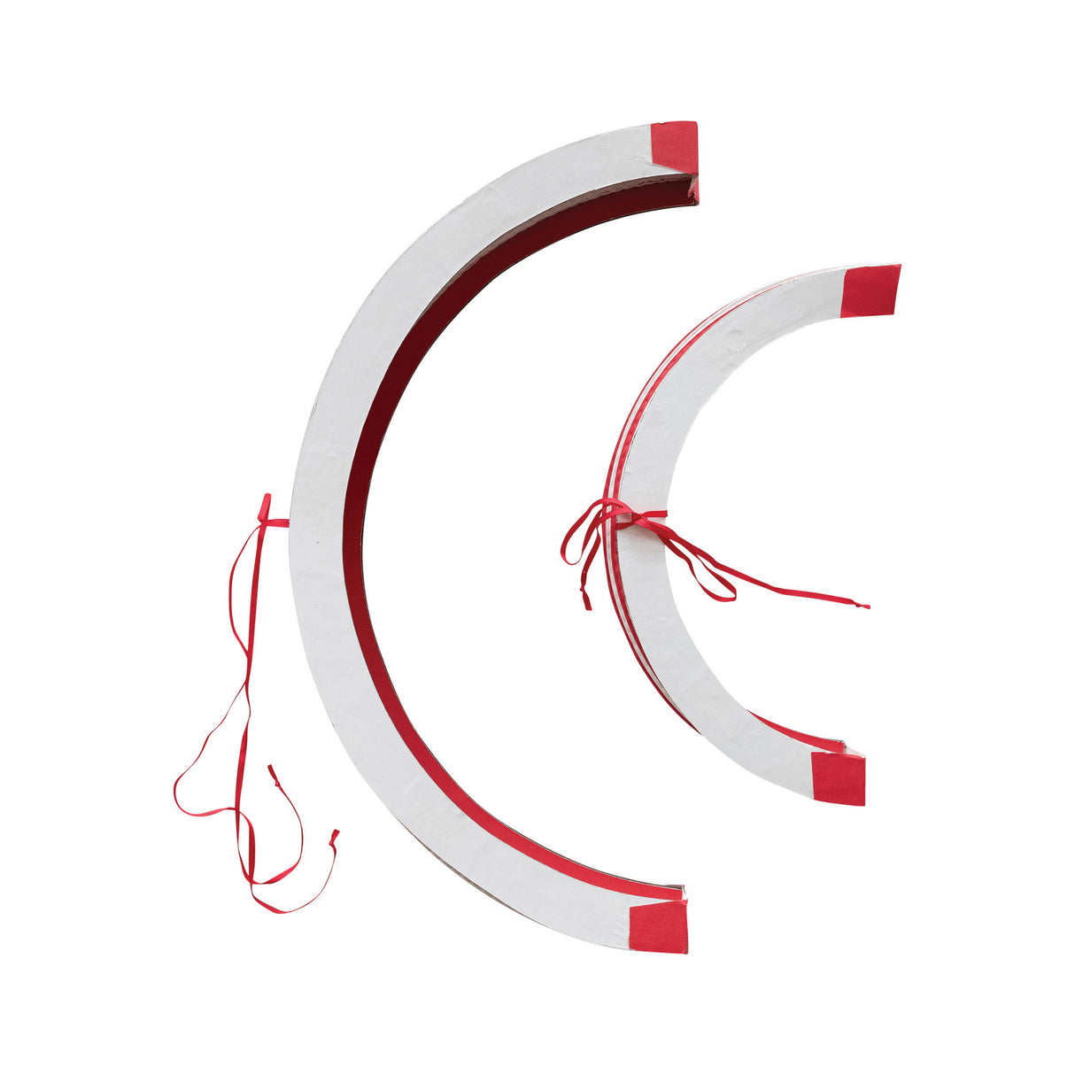 Red & White Pleated Paper Ball Ornament