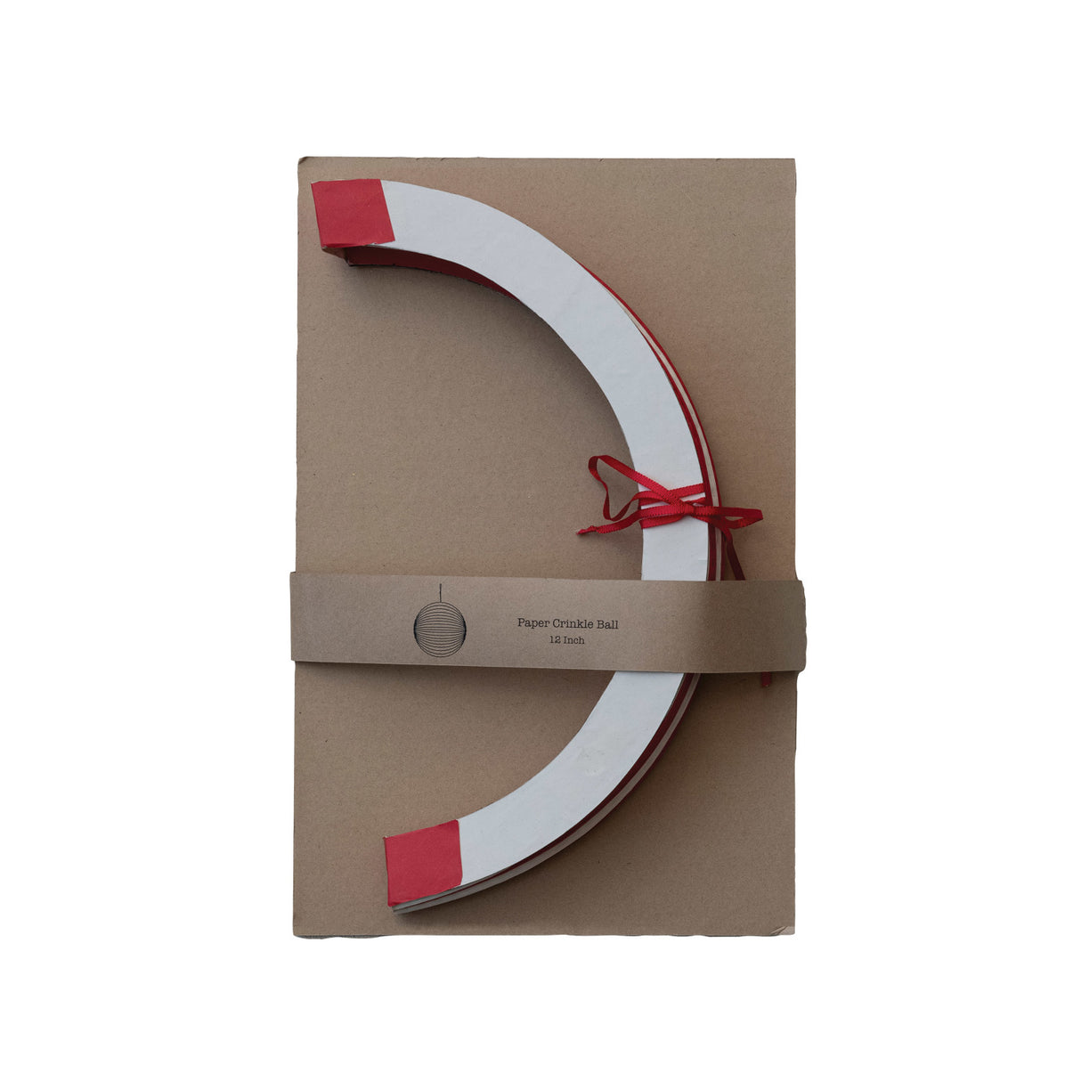 Red & White Pleated Paper Ball Ornament