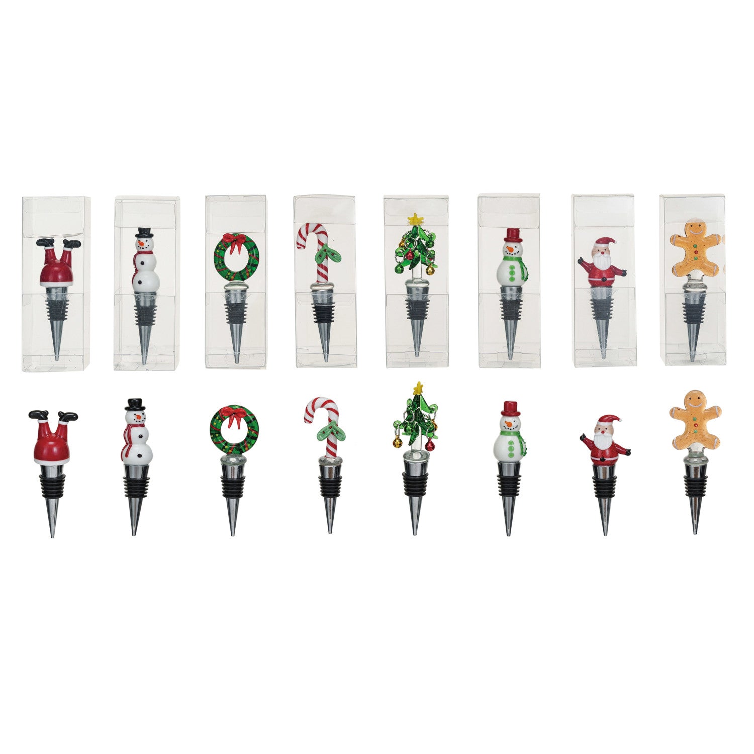 Hand-Painted Holiday Glass Wine Stopper | 8 Styles