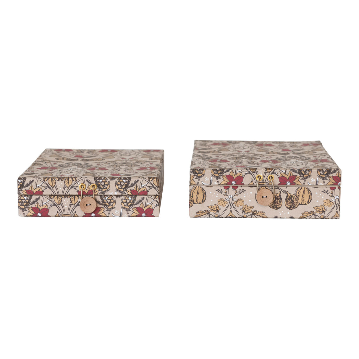 Recycled Paper Gift Boxes with Floral Pattern & Button Closures